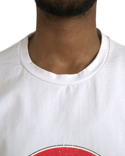 Dolce & Gabbana White Amor Heart Cotton Crewneck Short Sleeve T-shirt