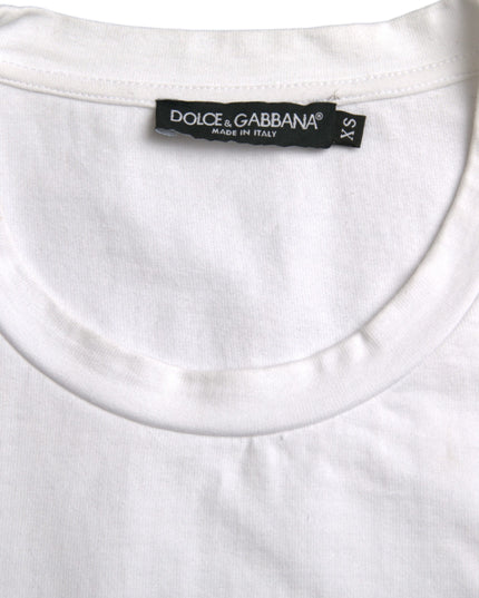 Dolce & Gabbana White Amor Heart Cotton Crewneck Short Sleeve T-shirt