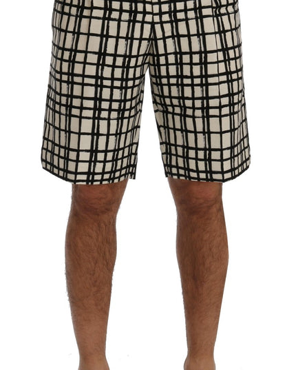 Dolce & Gabbana White Black Striped Casual Shorts