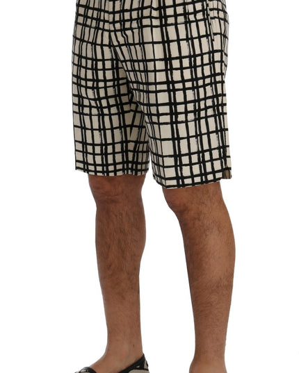 Dolce & Gabbana White Black Striped Casual Shorts