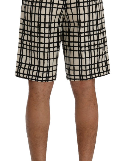 Dolce & Gabbana White Black Striped Casual Shorts