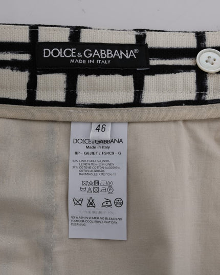 Dolce & Gabbana White Black Striped Casual Shorts