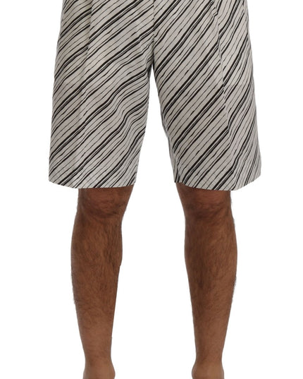 Dolce & Gabbana White Black Striped Casual Shorts