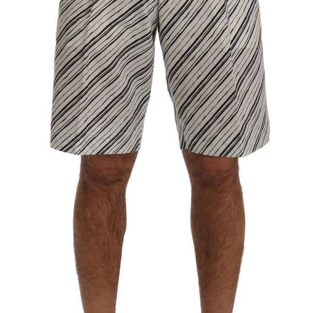 Dolce & Gabbana White Black Striped Casual Shorts