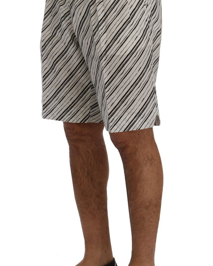 Dolce & Gabbana White Black Striped Casual Shorts