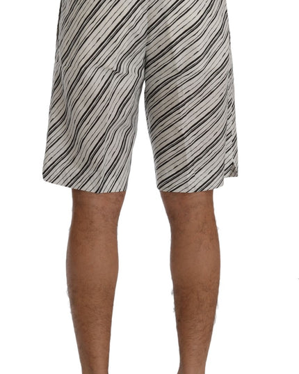 Dolce & Gabbana White Black Striped Casual Shorts