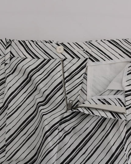 Dolce & Gabbana White Black Striped Casual Shorts
