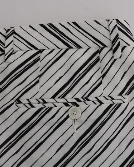 Dolce & Gabbana White Black Striped Casual Shorts