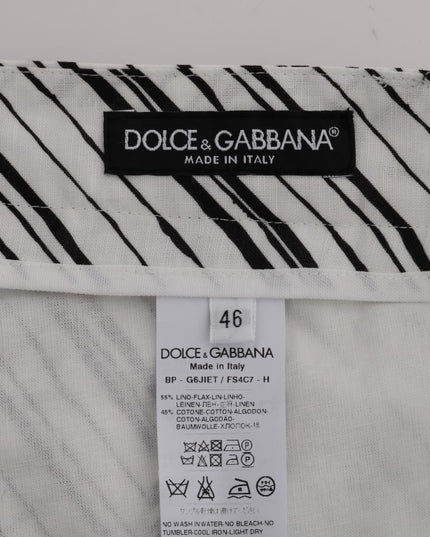 Dolce & Gabbana White Black Striped Casual Shorts