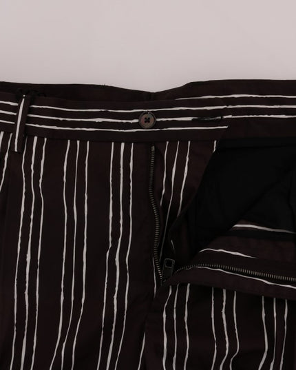 Dolce & Gabbana Bordeaux White Striped Hemp Casual Shorts