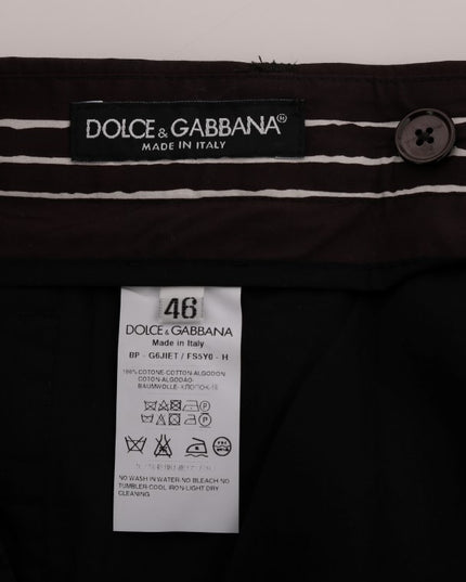 Dolce & Gabbana Bordeaux White Striped Hemp Casual Shorts