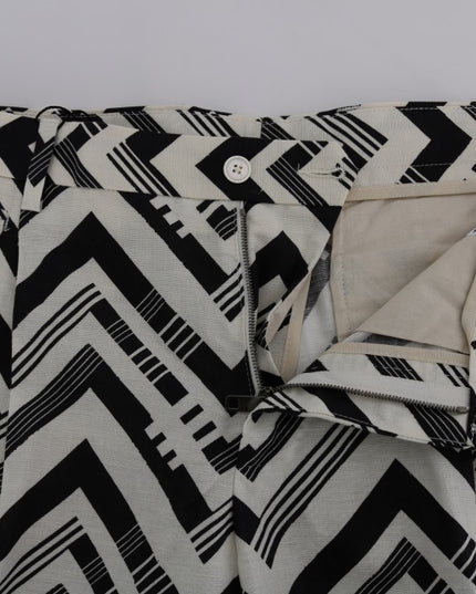 Dolce & Gabbana White Black Striped Cotton Linen Shorts