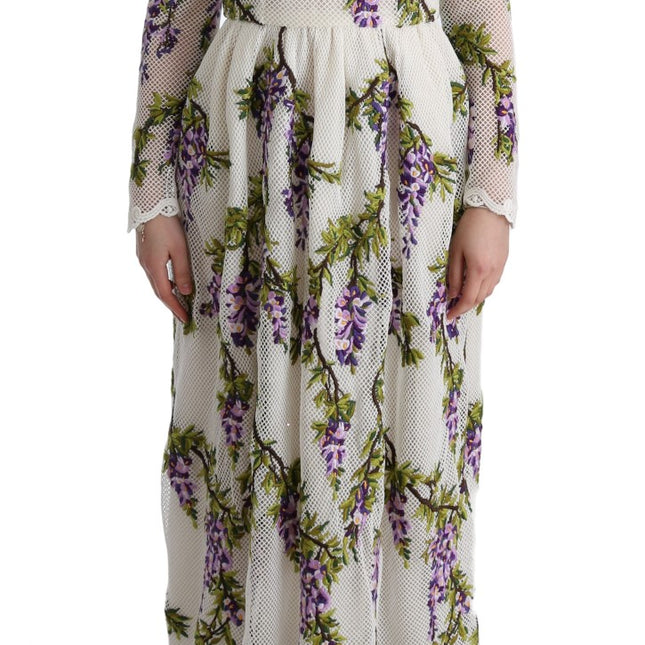 Dolce & Gabbana White Floral Embroidered Maxi Dress