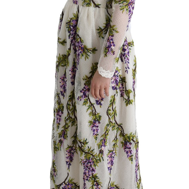 Dolce & Gabbana White Floral Embroidered Maxi Dress