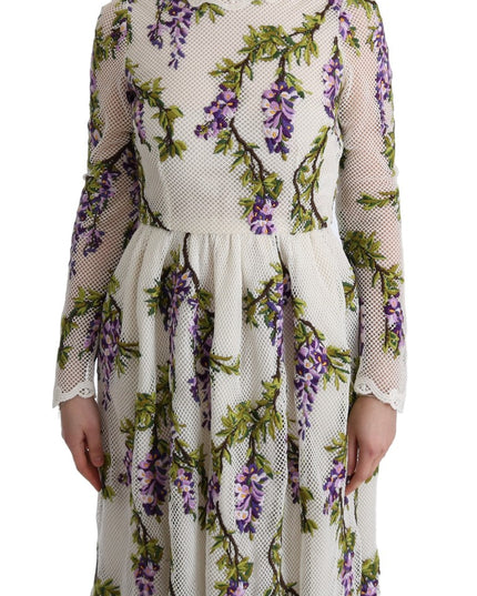 Dolce & Gabbana White Floral Embroidered Maxi Dress