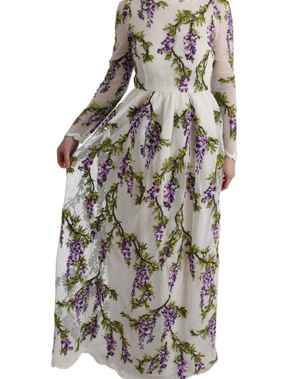 Dolce & Gabbana White Floral Embroidered Maxi Dress