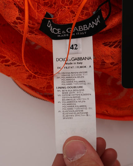 Dolce & Gabbana Orange Floral Ricamo Sheath Long Dress