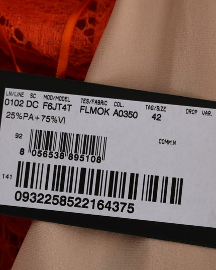 Dolce & Gabbana Orange Floral Ricamo Sheath Long Dress