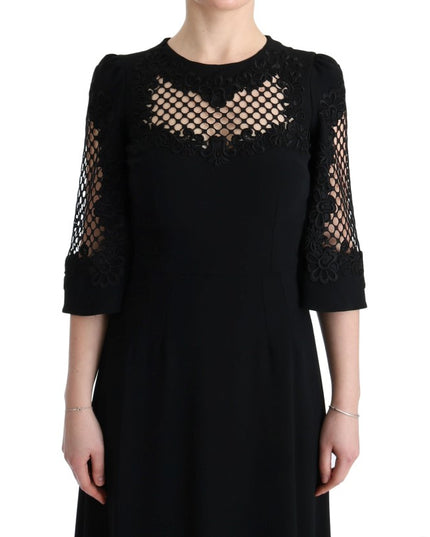 Dolce & Gabbana Black Stretch Shift Long Maxi Dress