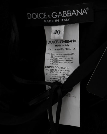 Dolce & Gabbana Black Floral Ricamo Sheath Long Dress