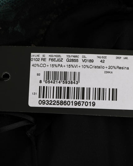 Dolce & Gabbana Green Floral Crystal Ricamo Sheath Dress