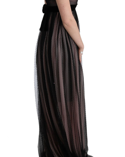 Dolce & Gabbana Black Pink Silk Long Shift Dress