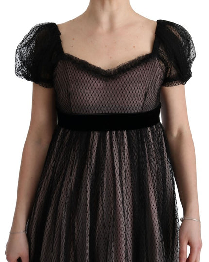 Dolce & Gabbana Black Pink Silk Long Shift Dress