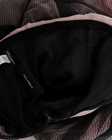 Dolce & Gabbana Black Pink Silk Long Shift Dress