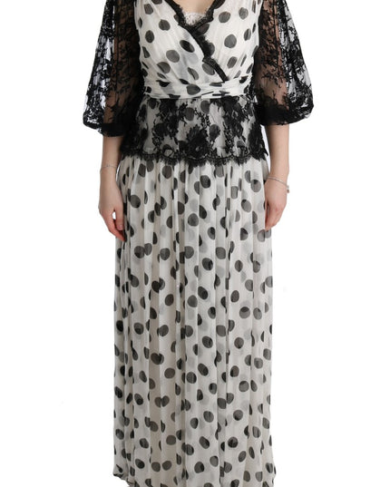 Dolce & Gabbana Black White Polka Dotted Floral Dress