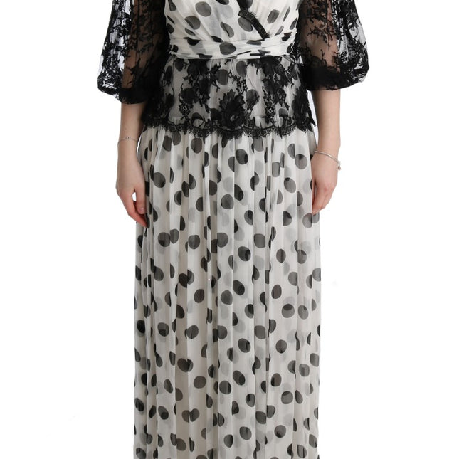Dolce & Gabbana Black White Polka Dotted Floral Dress