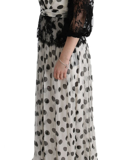 Dolce & Gabbana Black White Polka Dotted Floral Dress