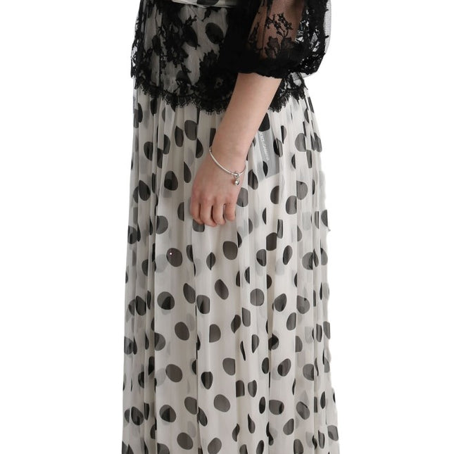 Dolce & Gabbana Black White Polka Dotted Floral Dress