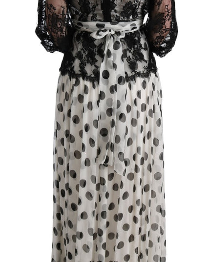 Dolce & Gabbana Black White Polka Dotted Floral Dress