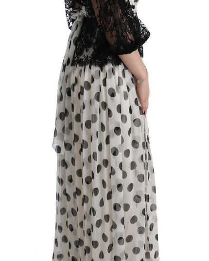 Dolce & Gabbana Black White Polka Dotted Floral Dress