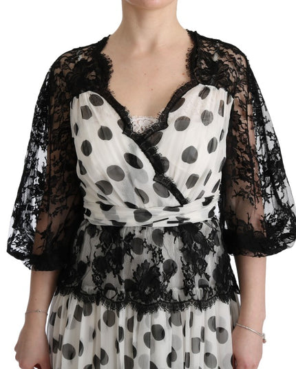 Dolce & Gabbana Black White Polka Dotted Floral Dress