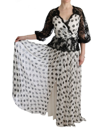 Dolce & Gabbana Black White Polka Dotted Floral Dress
