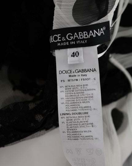 Dolce & Gabbana Black White Polka Dotted Floral Dress