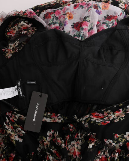 Dolce & Gabbana Multicolor Silk Stretch Floral Shift Long Dress