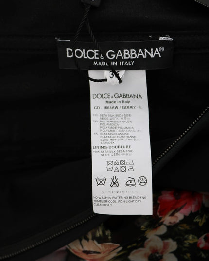 Dolce & Gabbana Multicolor Silk Stretch Floral Shift Long Dress