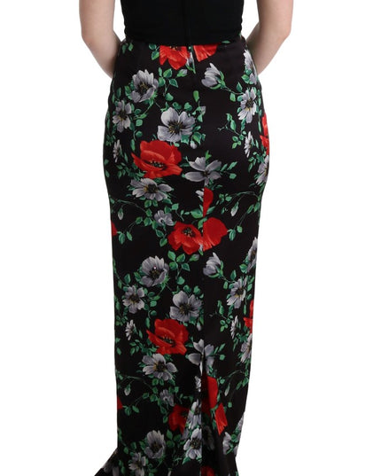 Dolce & Gabbana Multicolor Floral Print Stretch Sheath Long Dress