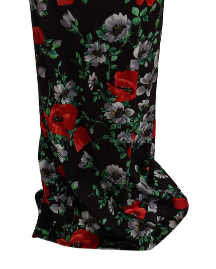 Dolce & Gabbana Multicolor Floral Print Stretch Sheath Long Dress