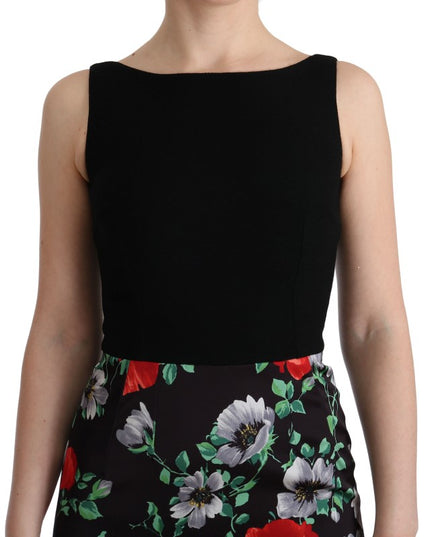 Dolce & Gabbana Multicolor Floral Print Stretch Sheath Long Dress