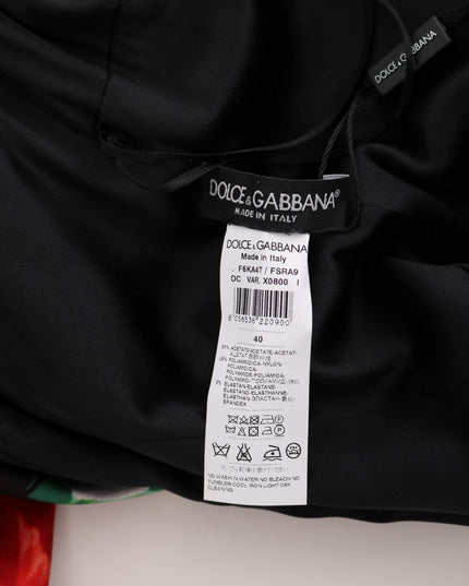 Dolce & Gabbana Multicolor Floral Print Stretch Sheath Long Dress