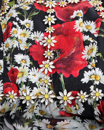 Dolce & Gabbana Multicolor Silk Floral Crystal Long Maxi Dress