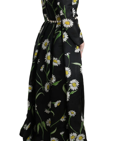 Dolce & Gabbana Multicolor Silk Sunflower Print Long Maxi Dress