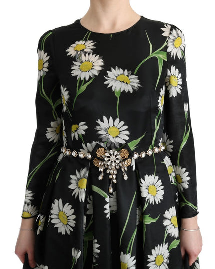 Dolce & Gabbana Multicolor Silk Sunflower Print Long Maxi Dress