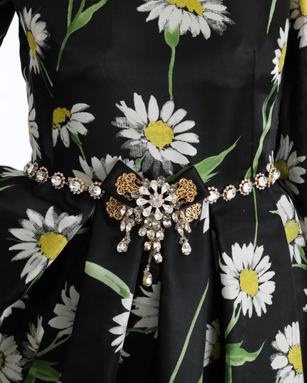 Dolce & Gabbana Multicolor Silk Sunflower Print Long Maxi Dress