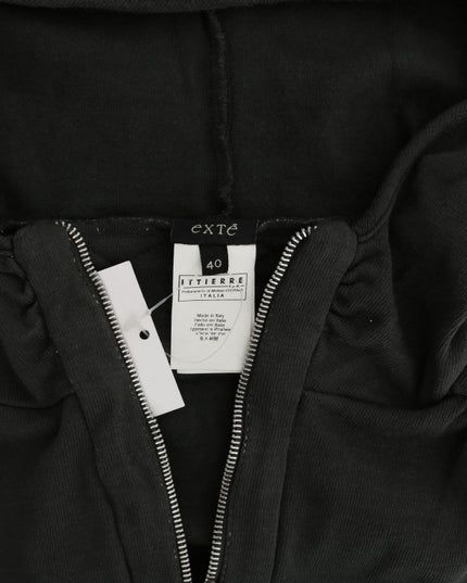 Exte Gray Top Hooded Cotton Zipper Sweater