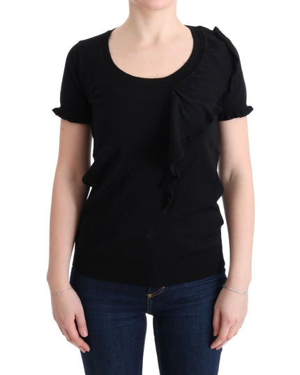 MARGHI LO' Black 100% Lana Wool Top Blouse T-shirt