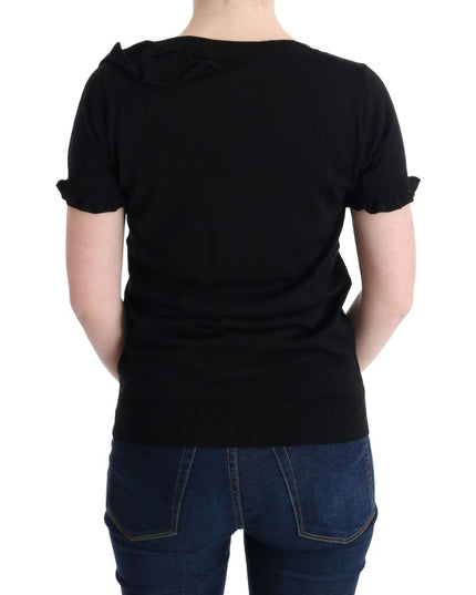 MARGHI LO' Black 100% Lana Wool Top Blouse T-shirt